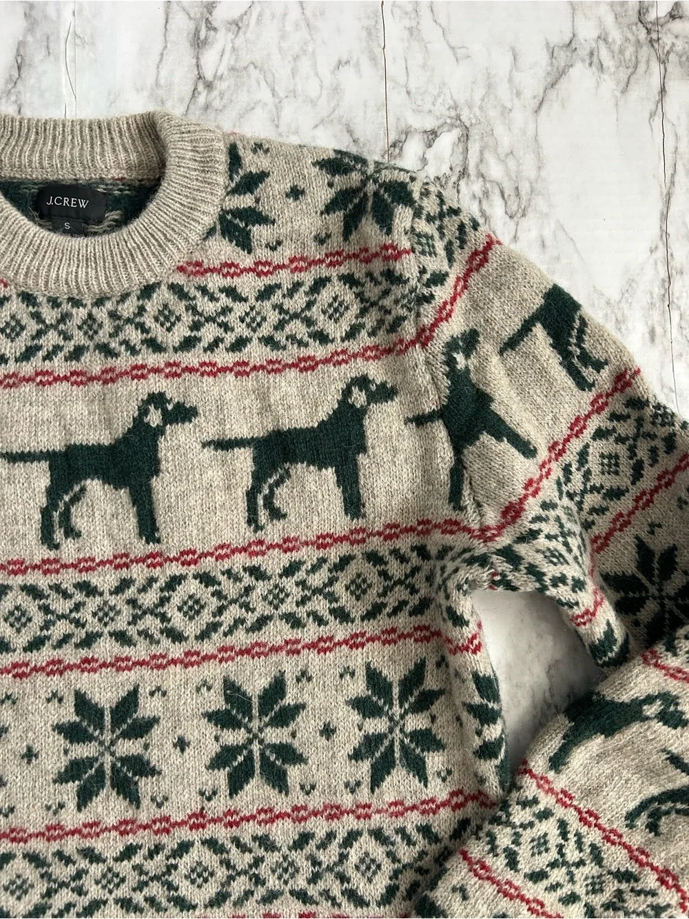 J. Crew | men’s size small 100% lambs wool fair isle Labrador lab dog sweater